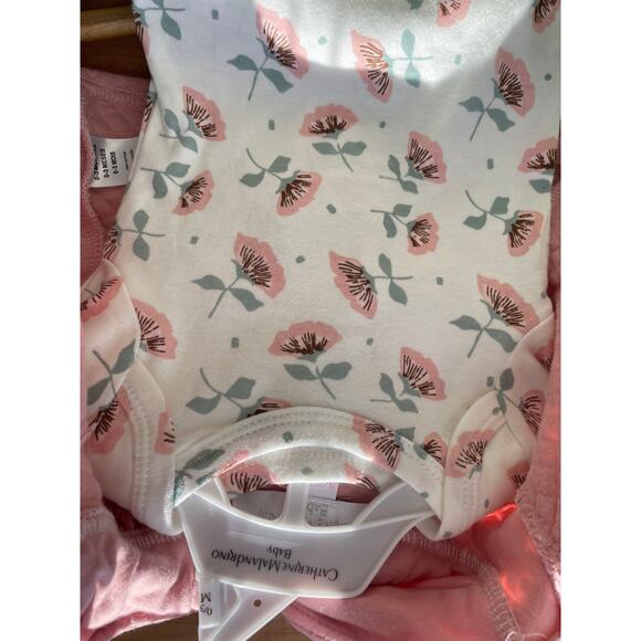 Catherine Malandrino 3 piece leggings set hooded vest pastel floral cotton 0-3m - Picture 6 of 6